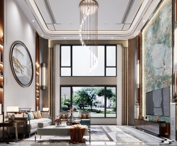 New Chinese Style A Living Room-ID:295126913