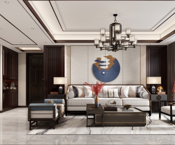 New Chinese Style A Living Room-ID:442848923