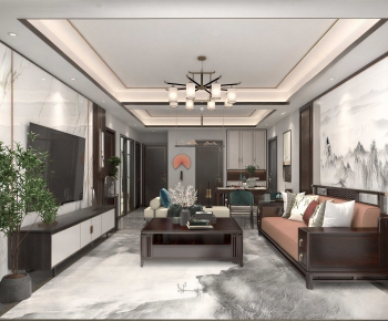 New Chinese Style A Living Room-ID:358068919