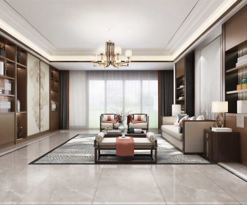 New Chinese Style A Living Room-ID:690754899