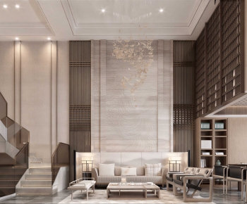 New Chinese Style A Living Room-ID:490933907