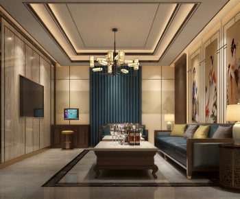 New Chinese Style A Living Room-ID:864210149