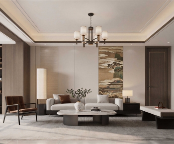 New Chinese Style A Living Room-ID:100240793