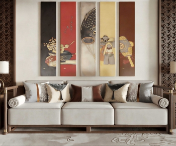 New Chinese Style Three-seat Sofa-ID:691250094