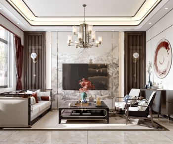 New Chinese Style A Living Room-ID:724152092