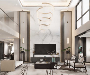 New Chinese Style A Living Room-ID:990437981