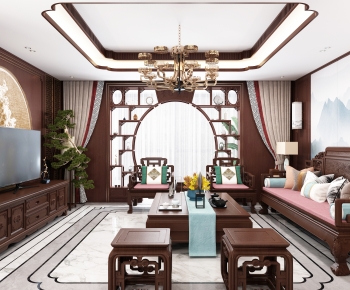 New Chinese Style A Living Room-ID:142015939