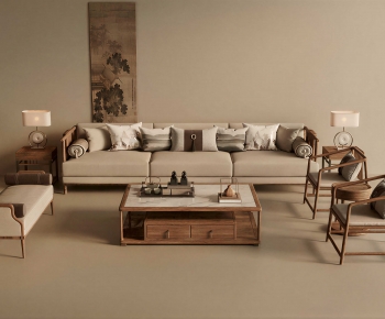 New Chinese Style Sofa Combination-ID:444919112