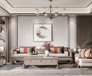 New Chinese Style A Living Room-ID:626966959