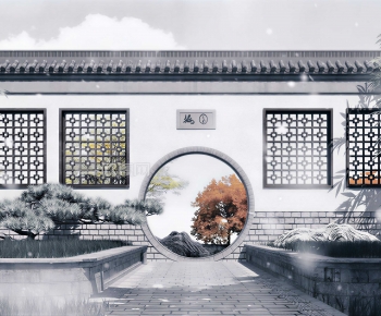 New Chinese Style Landscape Wall-ID:800100093