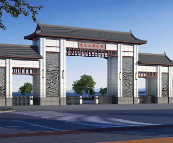 New Chinese Style Facade Element-ID:881304036