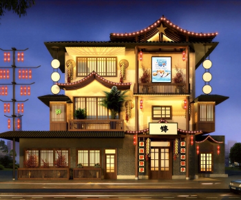 New Chinese Style Facade Element-ID:594355113