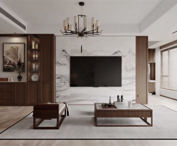 New Chinese Style A Living Room-ID:965940958