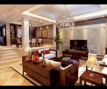 New Chinese Style A Living Room-ID:361481901