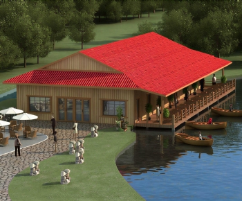 New Chinese Style Park Landscape-ID:258061892