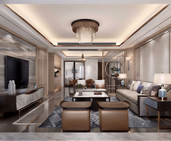 New Chinese Style A Living Room-ID:402805093