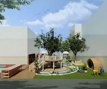 Modern Outdoor Space In Kindergarten-ID:657058002