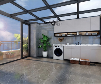 Modern Balcony Laundry Room-ID:967109255