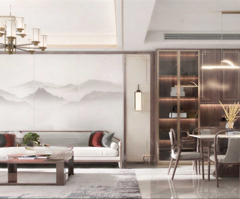 New Chinese Style A Living Room-ID:705863957