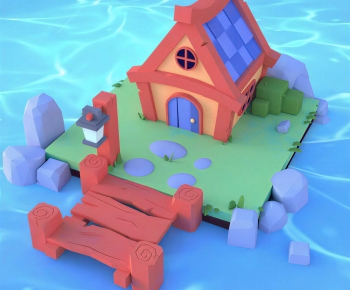Modern Cartoon House-ID:260521897