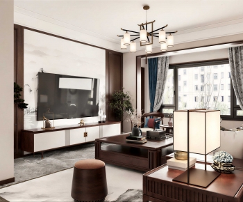 New Chinese Style A Living Room-ID:397877935