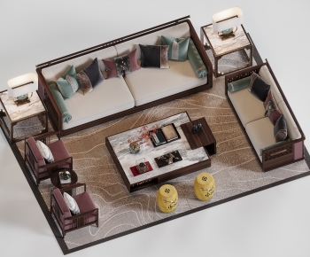 New Chinese Style Sofa Combination-ID:414343121