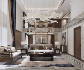 New Chinese Style A Living Room-ID:664904126