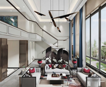 New Chinese Style A Living Room-ID:943115958