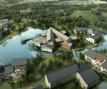 Modern Architectural Bird's-eye View Planning-ID:523854974