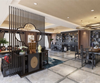 New Chinese Style A Living Room-ID:693665031