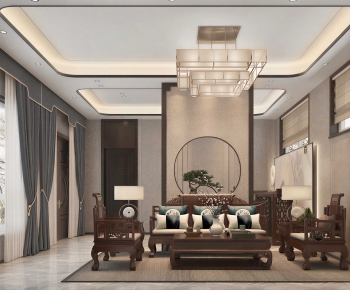 New Chinese Style A Living Room-ID:961673974