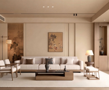 New Chinese Style A Living Room-ID:712890699