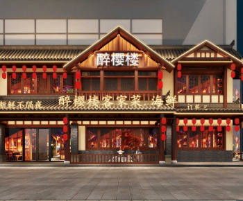 New Chinese Style Facade Element-ID:368215086