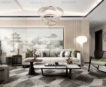 New Chinese Style A Living Room-ID:429301982