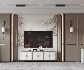 New Chinese Style TV Wall-ID:526165015