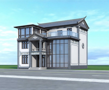 New Chinese Style Villa Appearance-ID:593592882