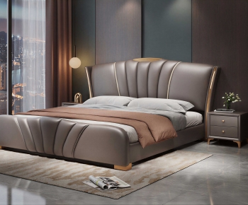Modern Double Bed-ID:344753983