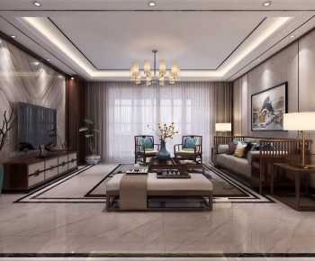 New Chinese Style A Living Room-ID:299734129