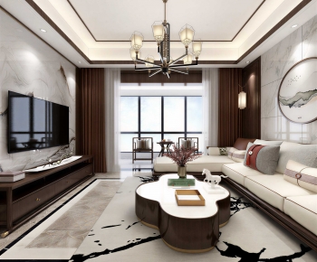 New Chinese Style A Living Room-ID:822146898