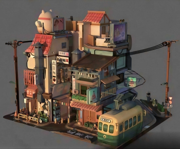 Modern Cartoon House-ID:698767902