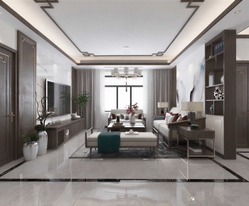 New Chinese Style A Living Room-ID:878871922