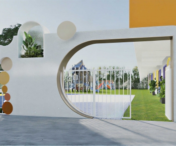 Modern Outdoor Space In Kindergarten-ID:176466945