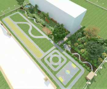 Modern Outdoor Space In Kindergarten-ID:542834047