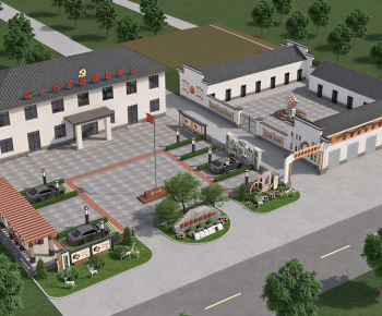 New Chinese Style Architectural Bird's-eye View Planning-ID:910210616