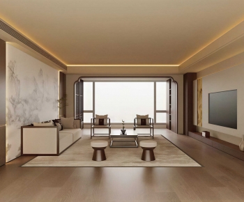 New Chinese Style A Living Room-ID:557472941
