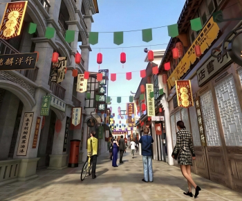 Retro Style Commercial Street-ID:723242042