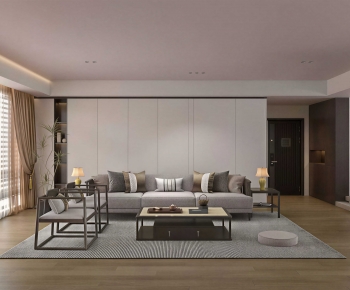 New Chinese Style A Living Room-ID:805789958