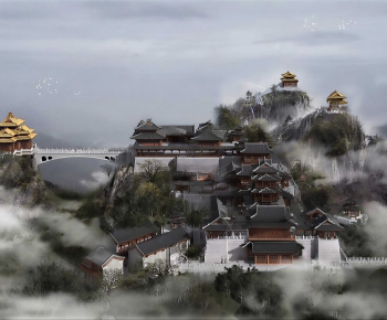 Chinese Style Architectural Bird's-eye View Planning-ID:194270622