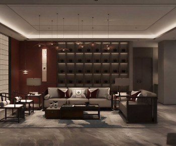 New Chinese Style A Living Room-ID:121259931