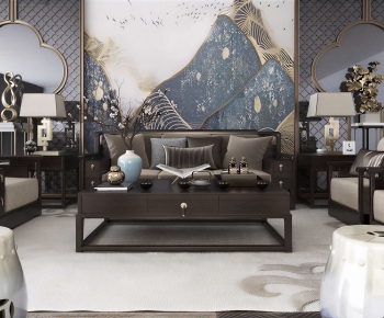 New Chinese Style Sofa Combination-ID:703130966